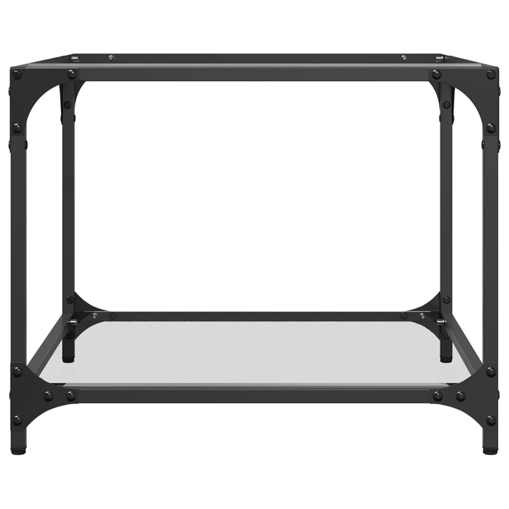 vidaXL Τραπεζάκι Σαλονιού Επιφάνεια Διαφανές Γυαλί 50x50x40εκ Ατσάλι