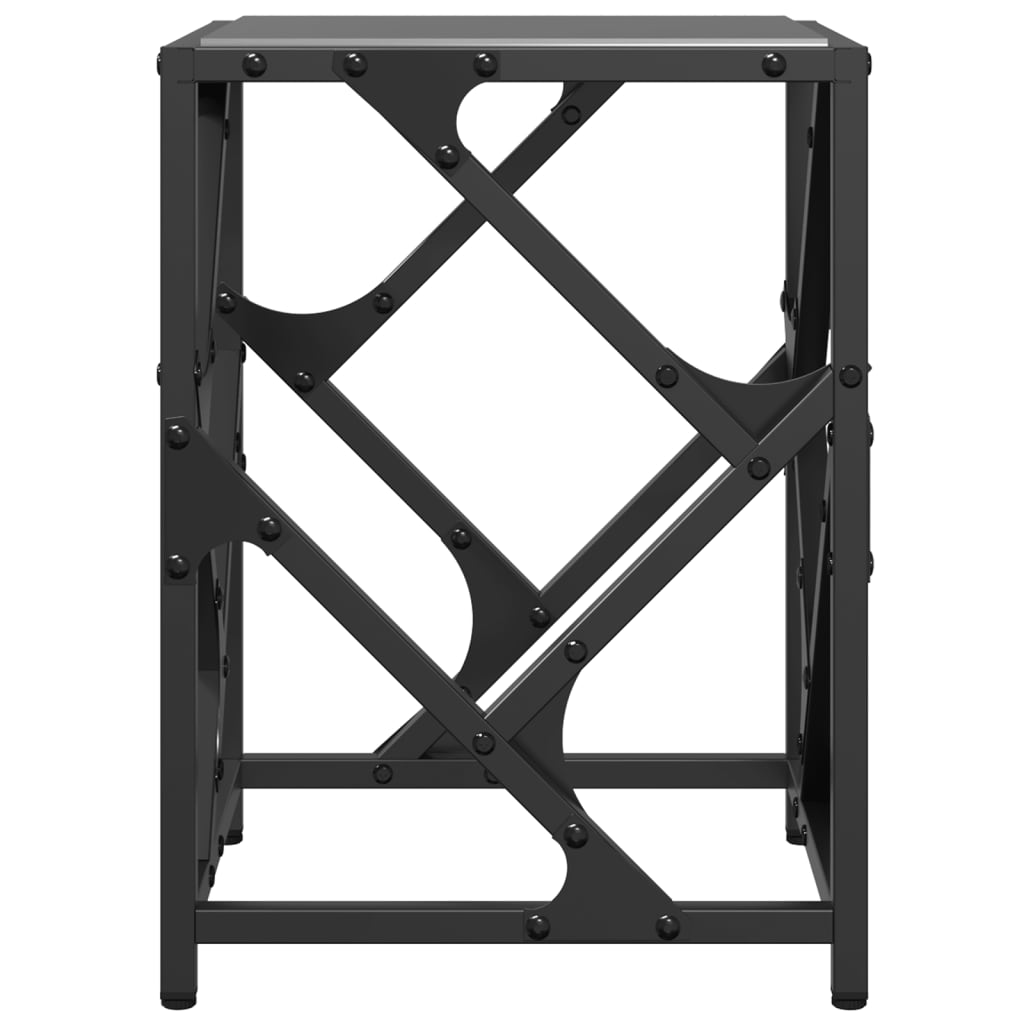 vidaXL Τραπεζάκι Σαλονιού Επιφάνεια Μαύρο Γυαλί 30x30x41 εκ. Ατσάλι