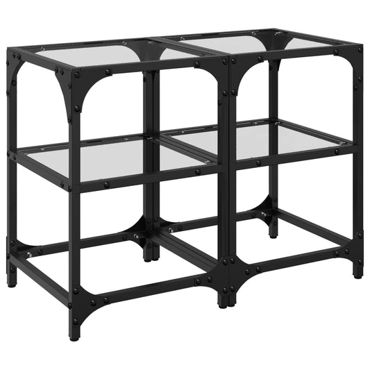 vidaXL Τραπεζάκια Σαλονιού Επιφάνεια Διαφανές Γυαλί 30x30x45 εκ Ατσάλι