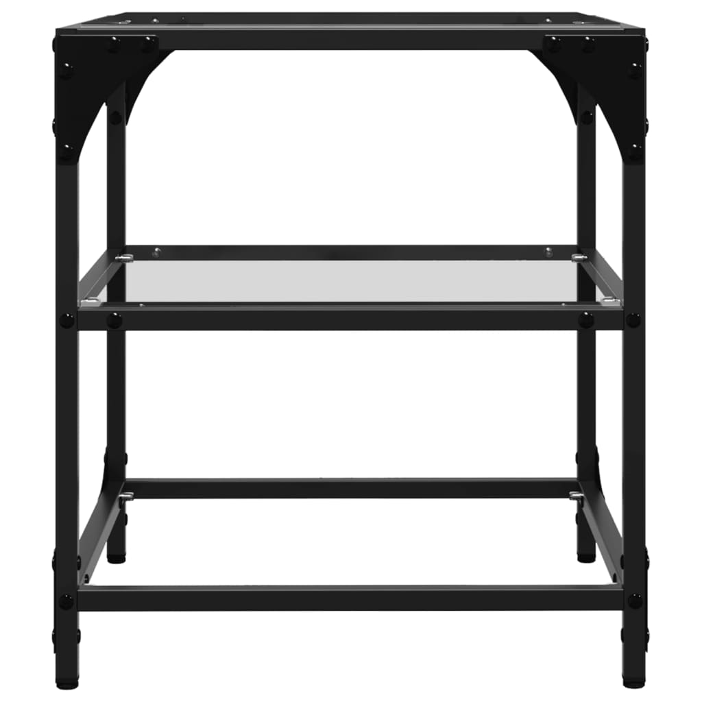 vidaXL Τραπεζάκια Σαλονιού Επιφάνεια Διαφανές Γυαλί 40x40x45 εκ Ατσάλι