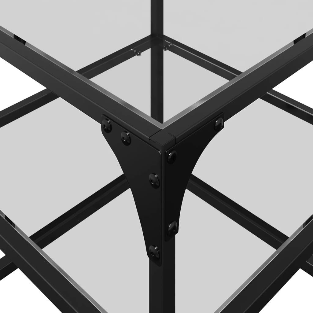 vidaXL Τραπεζάκια Σαλονιού Επιφάνεια Διαφανές Γυαλί 40x40x45 εκ Ατσάλι