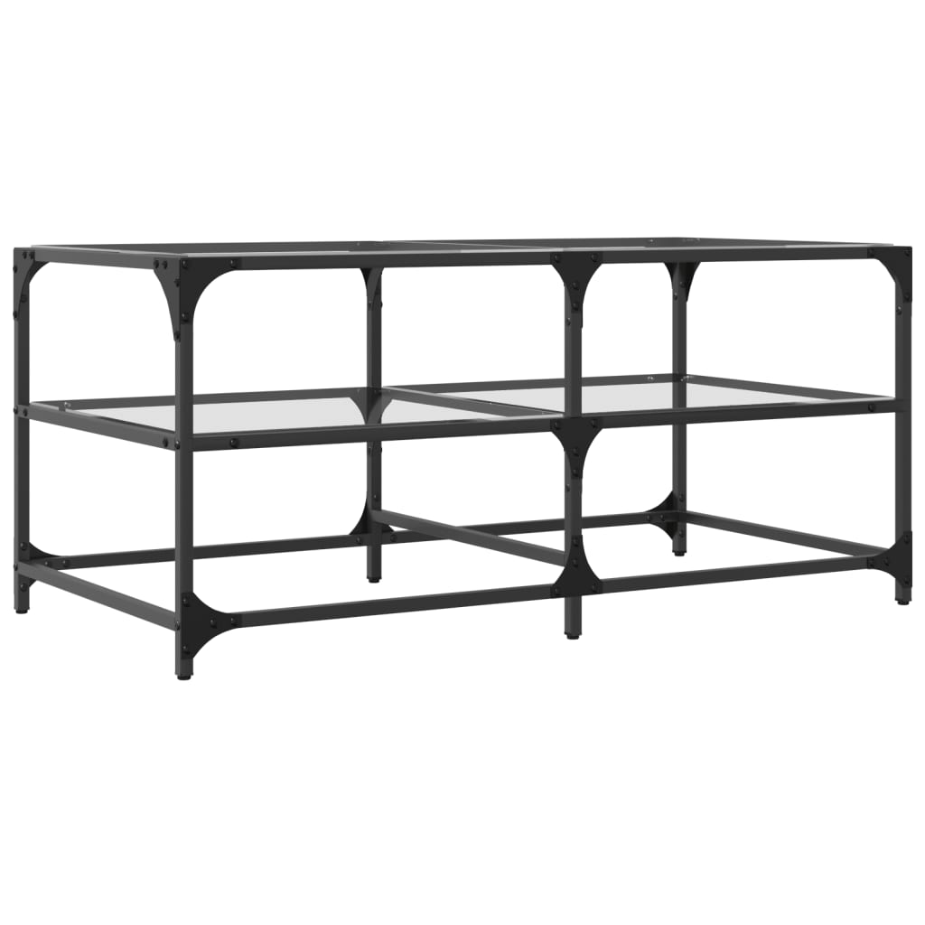 vidaXL Τραπεζάκι Σαλονιού Επιφάνεια Διαφανές Γυαλί 98,5x50x45εκ Ατσάλι