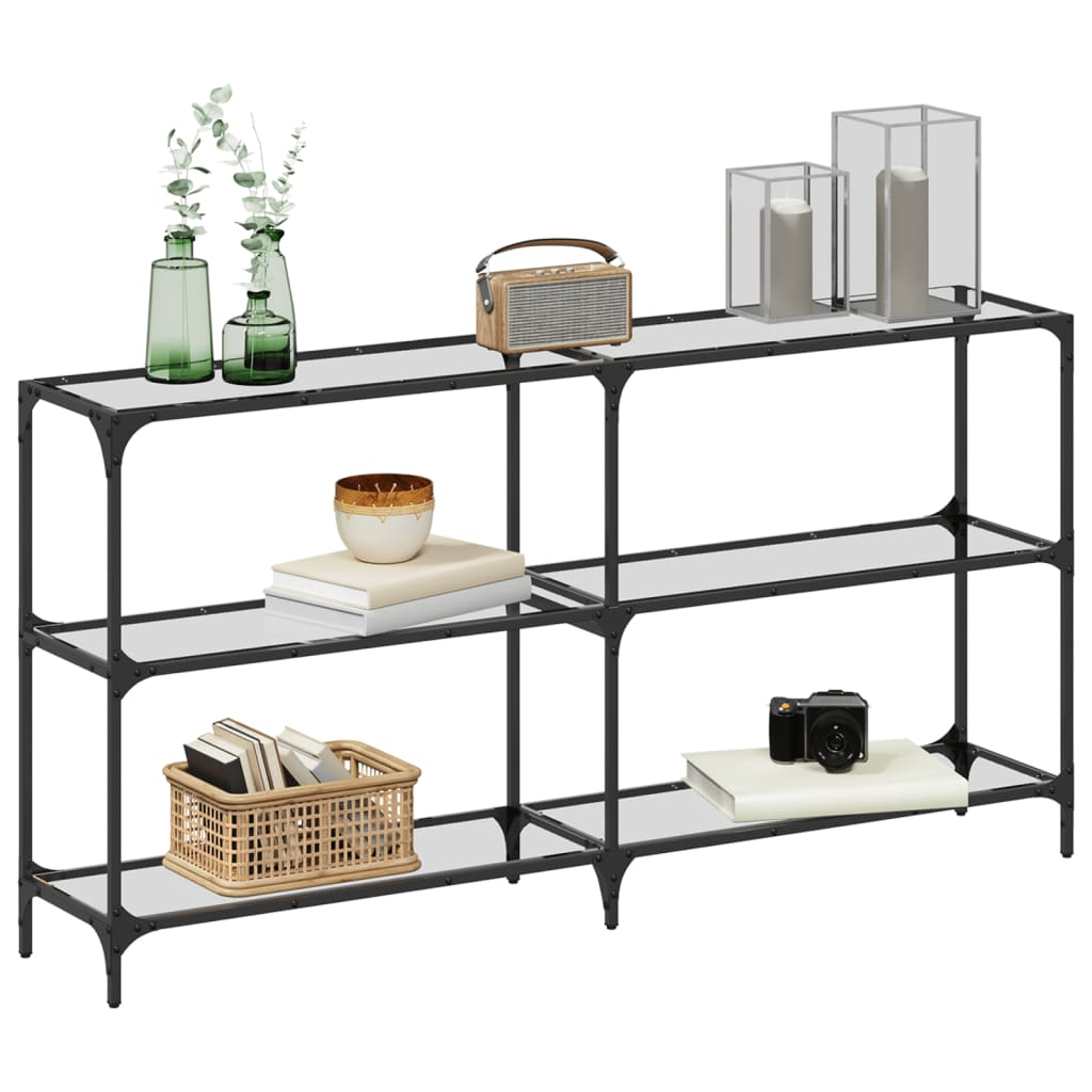 vidaXL Τραπέζι Σαλονιού Επιφάνεια Διαφανές Γυαλί 158,5x30x81 εκ Ατσάλι