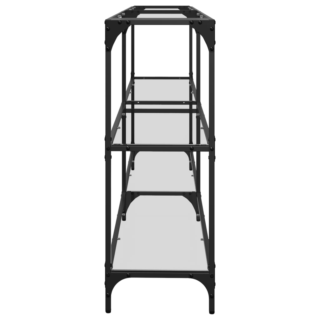 vidaXL Τραπέζι Σαλονιού Επιφάνεια Διαφανές Γυαλί 194,5x30x81 εκ Ατσάλι