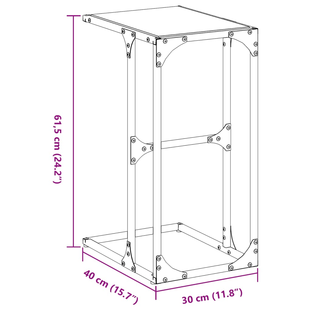 vidaXL Τραπεζάκι Σαλονιού Διαφανές Γυαλί 40x30x61,5 εκ Ατσάλι
