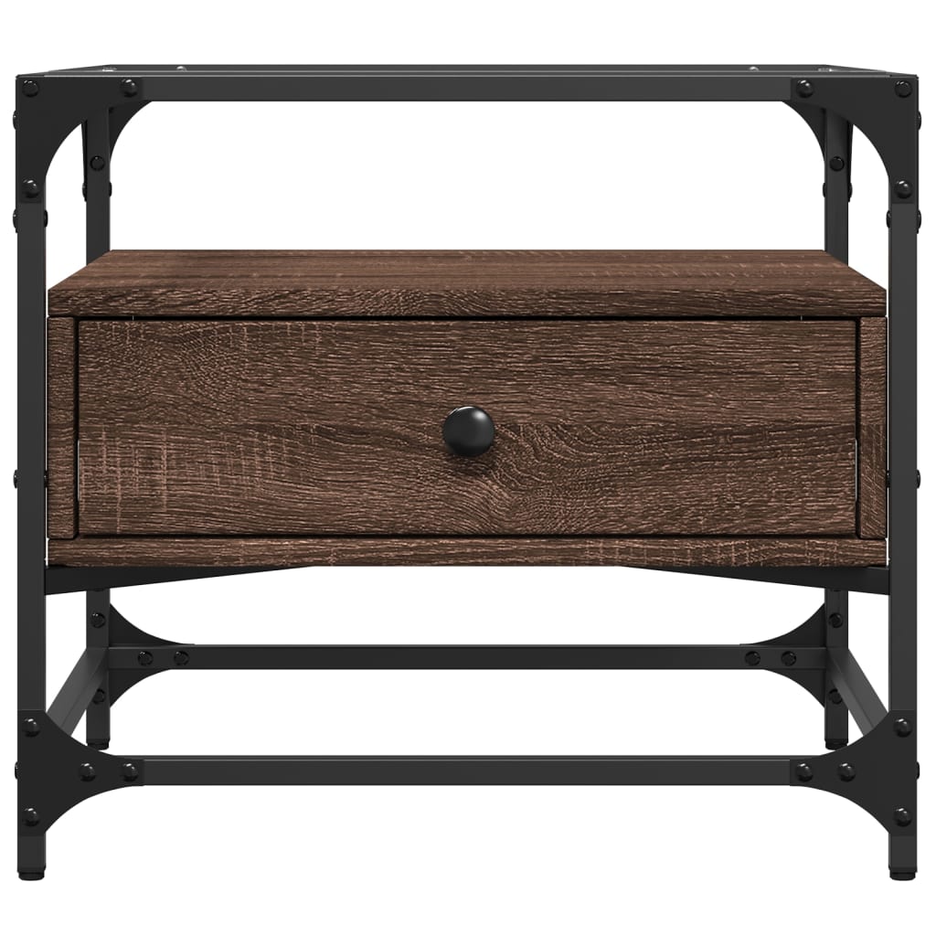 vidaXL Τραπεζάκι Σαλονιού Καφέ Δρυς 50x50x45 εκ. με Γυάλινες Πόρτες