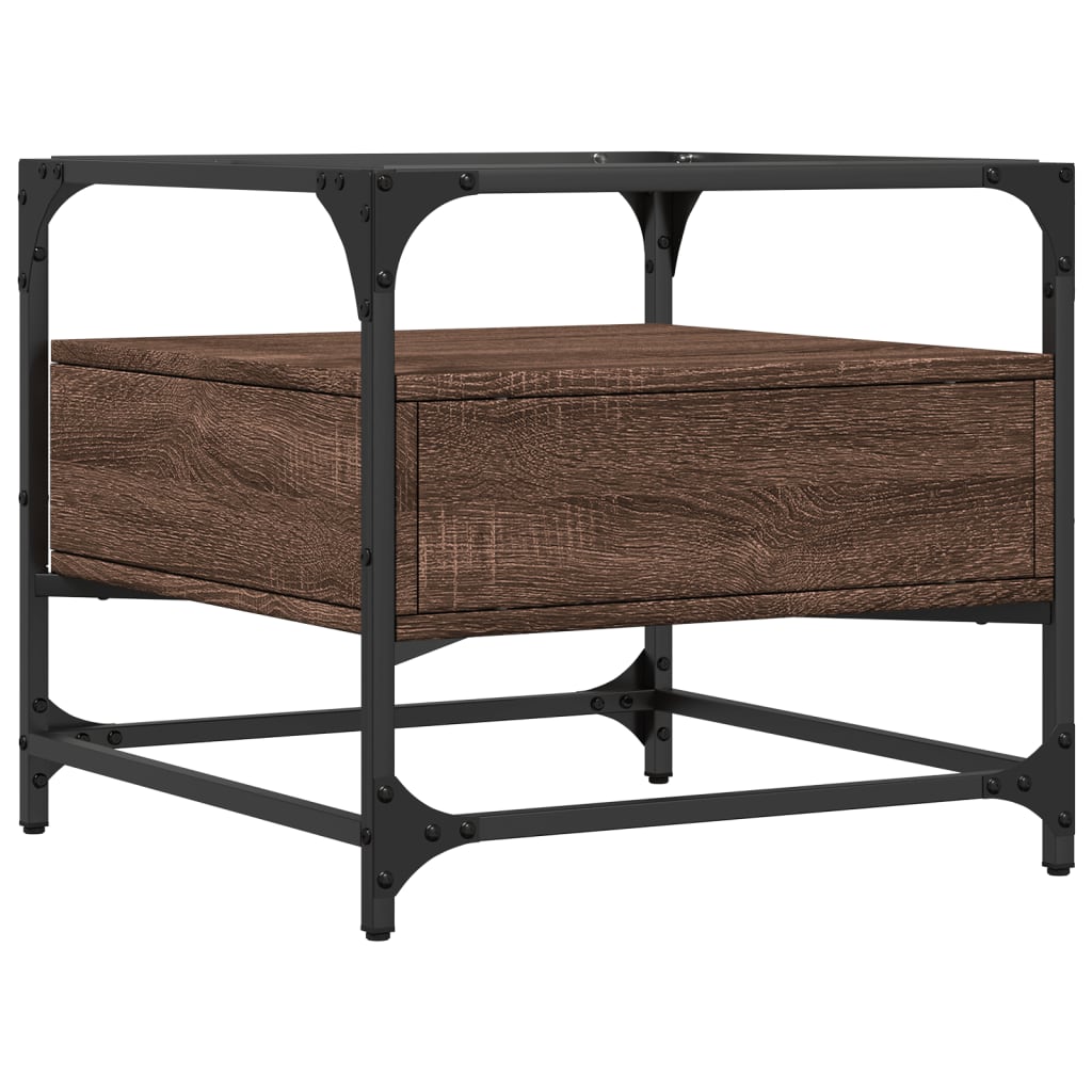 vidaXL Τραπεζάκι Σαλονιού Καφέ Δρυς 50x50x45 εκ. με Γυάλινες Πόρτες