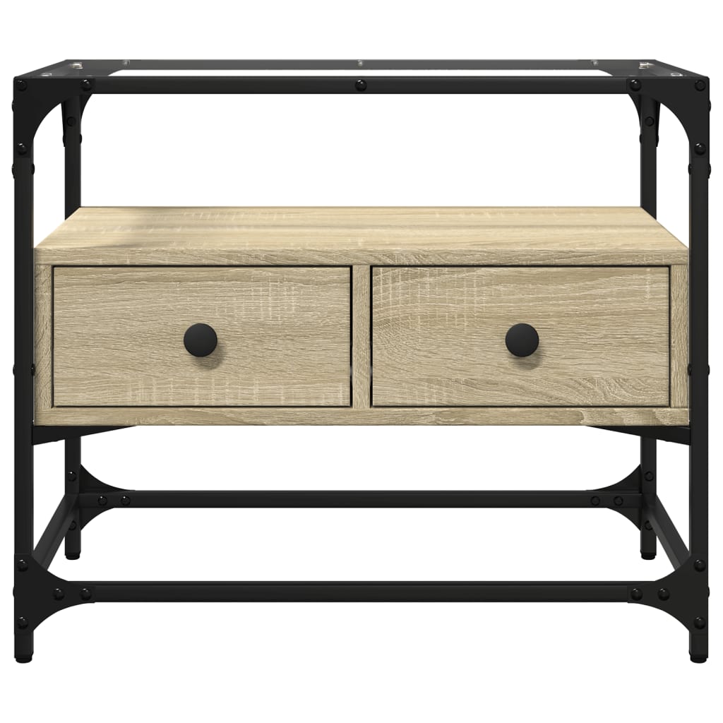 vidaXL Έπιπλο Τηλεόρασης Γυάλ Επιφάνεια Sonoma Δρυς 60x35x51εκ Επ Ξύλο