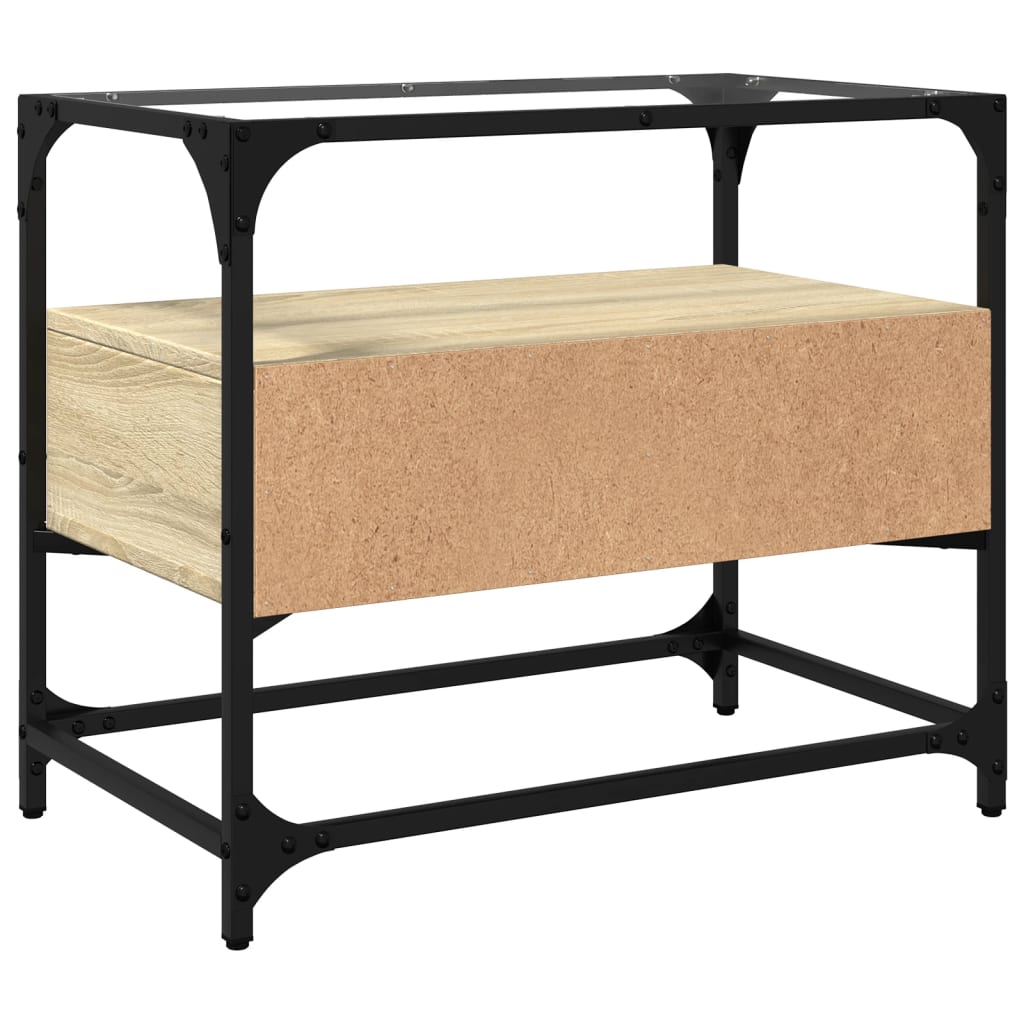 vidaXL Έπιπλο Τηλεόρασης Γυάλ Επιφάνεια Sonoma Δρυς 60x35x51εκ Επ Ξύλο