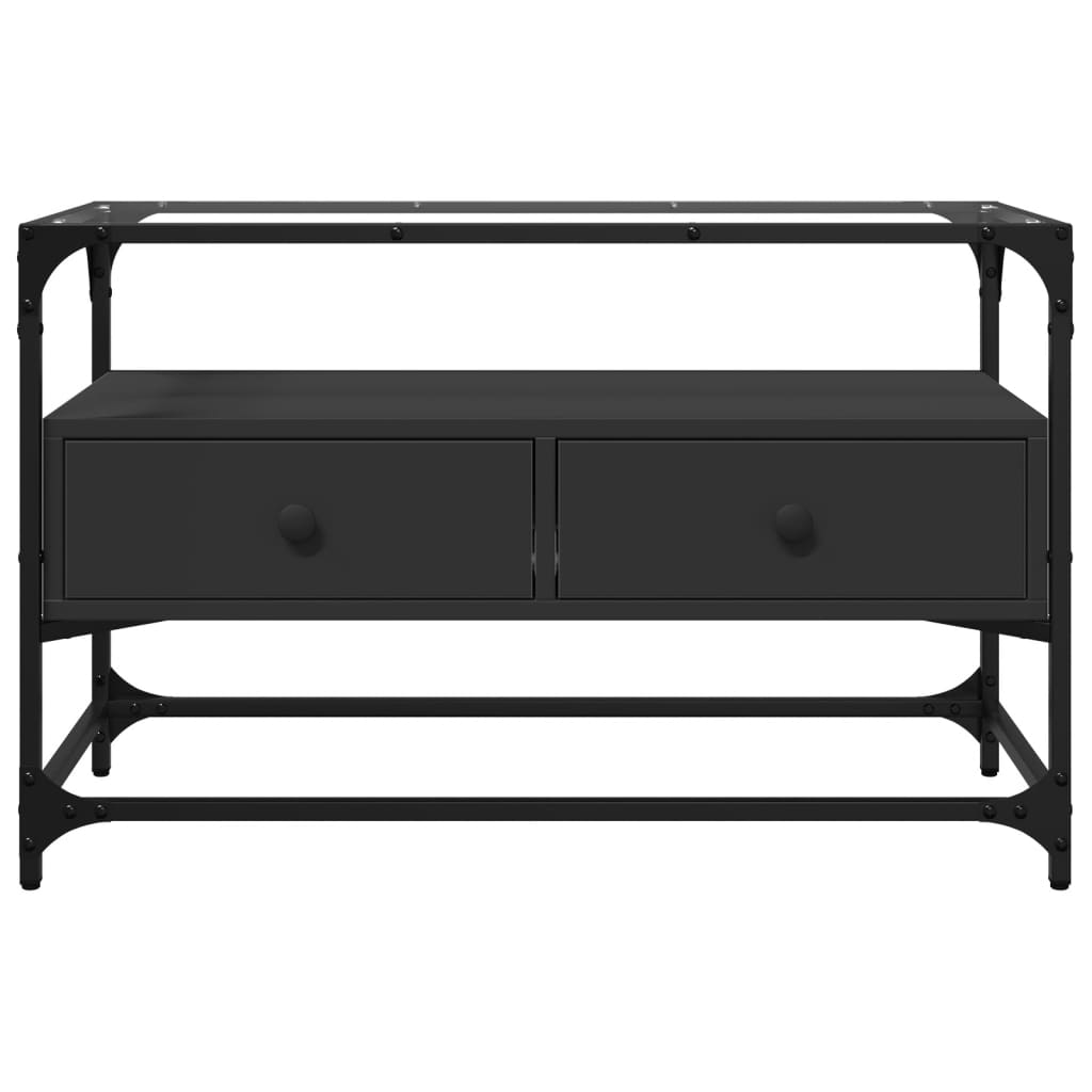 vidaXL Έπιπλο Τηλεόρασης Γυάλ Επιφάνεια Μαύρο 80x35x51 εκ Επ Ξύλο