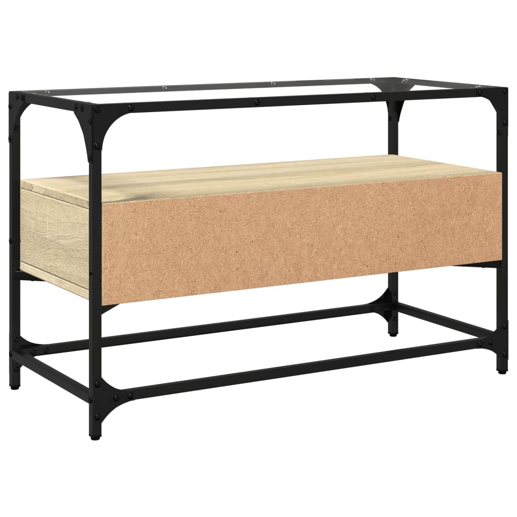 vidaXL Έπιπλο Τηλεόρασης Γυάλ Επιφάνεια Sonoma Δρυς 80x35x51εκ Επ Ξύλο