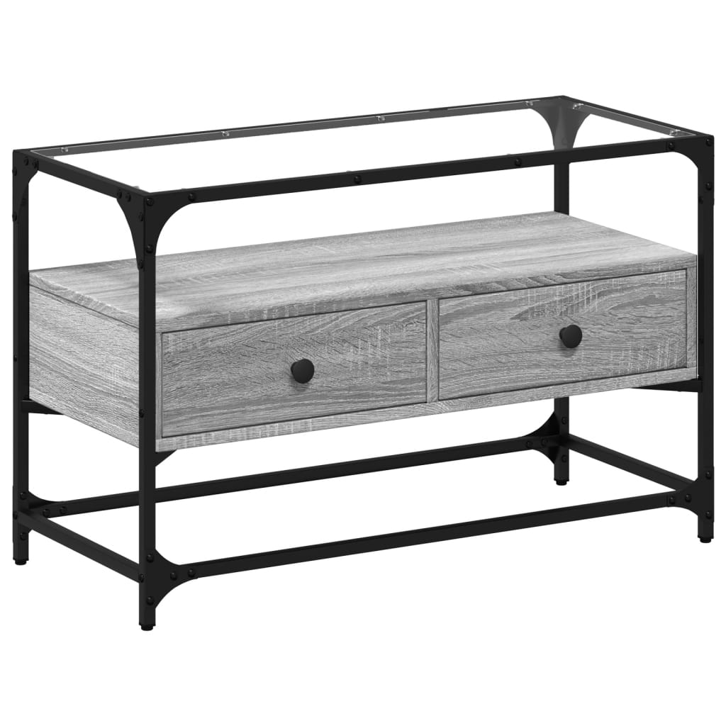 vidaXL Έπιπλο Τηλεόρασης Γυάλ Επιφάνεια Γκρι Sonoma 80x35x51εκ Επ Ξύλο