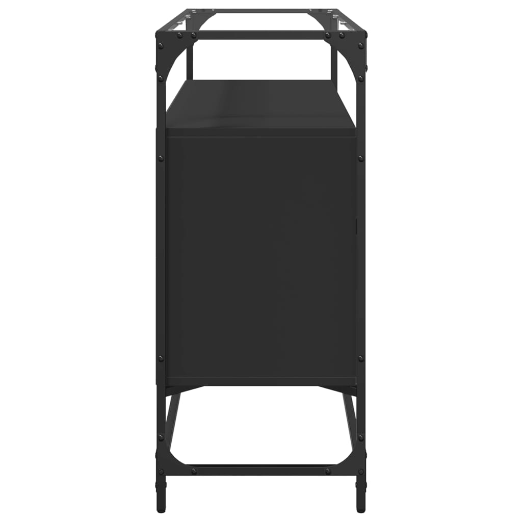 vidaXL Βοηθητικό Έπιπλο Γυάλ Επιφάνεια Μαύρο 98x35x81 εκ. Επ Ξύλο