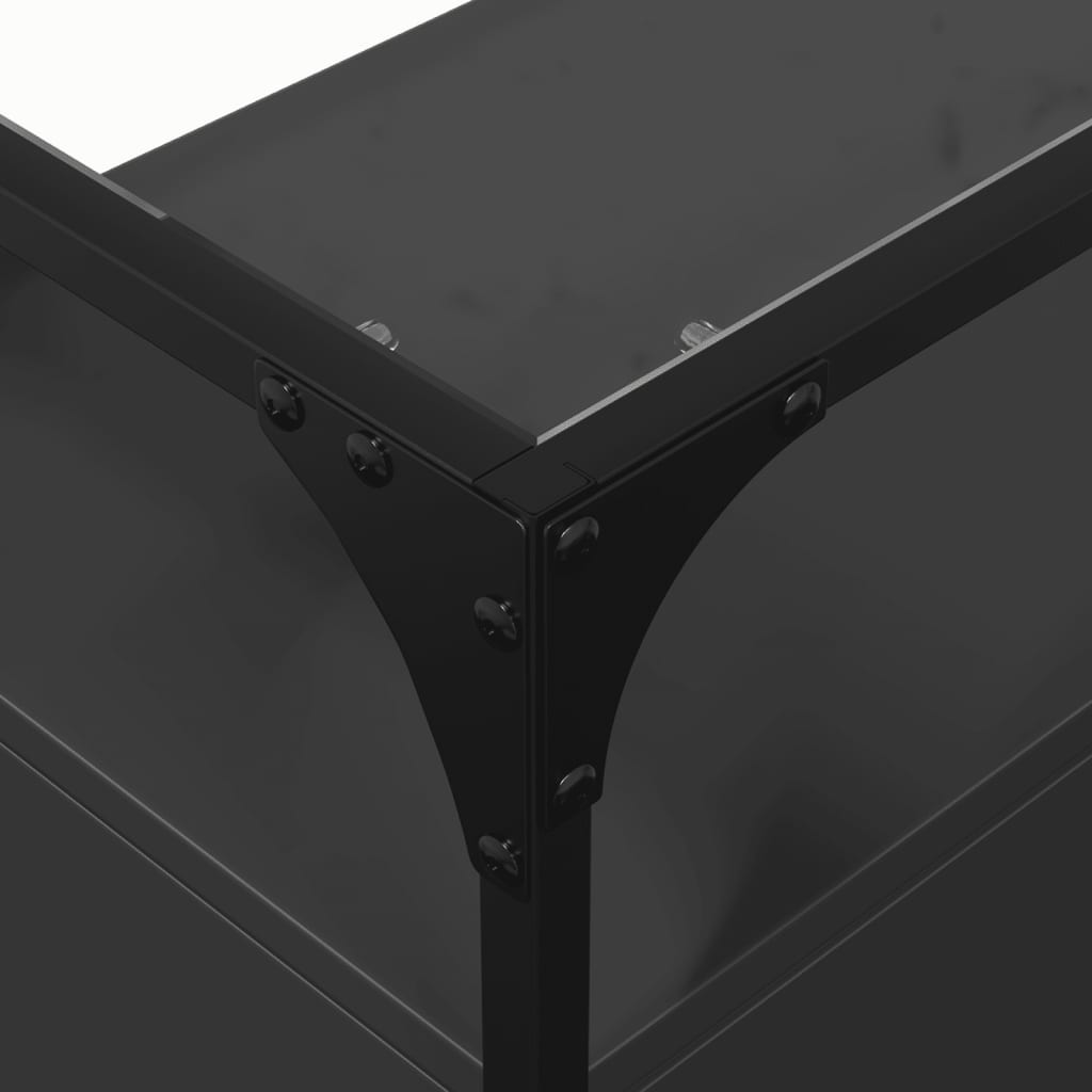 vidaXL Βοηθητικό Έπιπλο Γυάλ Επιφάνεια Μαύρο 98x35x81 εκ. Επ Ξύλο