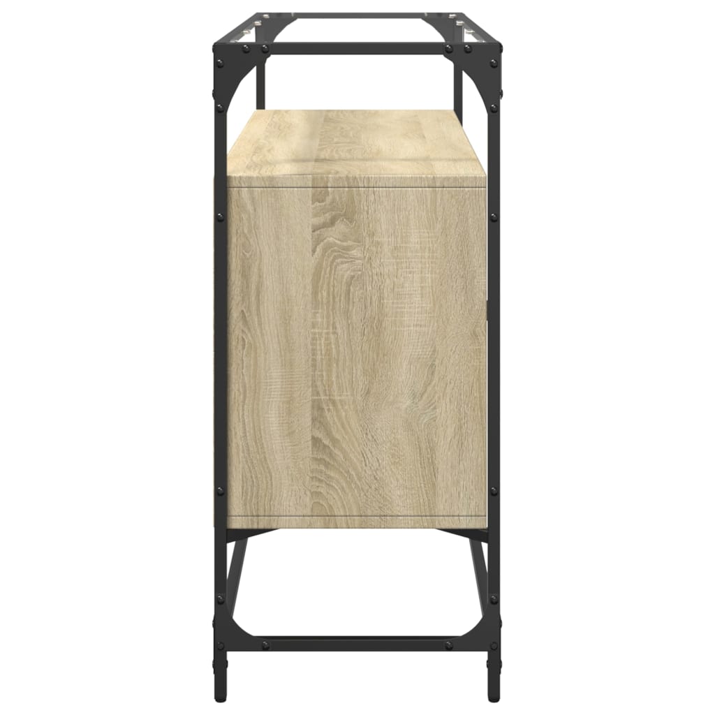 vidaXL Βοηθητικό Έπιπλο Γυάλ Επιφάνεια Sonoma Δρυς 98x35x81 εκ Επ Ξύλο
