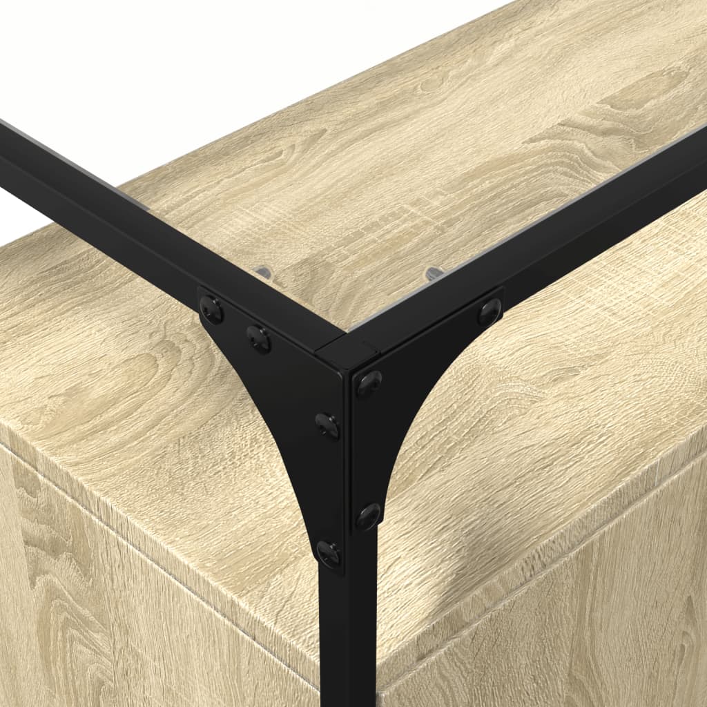 vidaXL Βοηθητικό Έπιπλο Γυάλ Επιφάνεια Sonoma Δρυς 98x35x81 εκ Επ Ξύλο