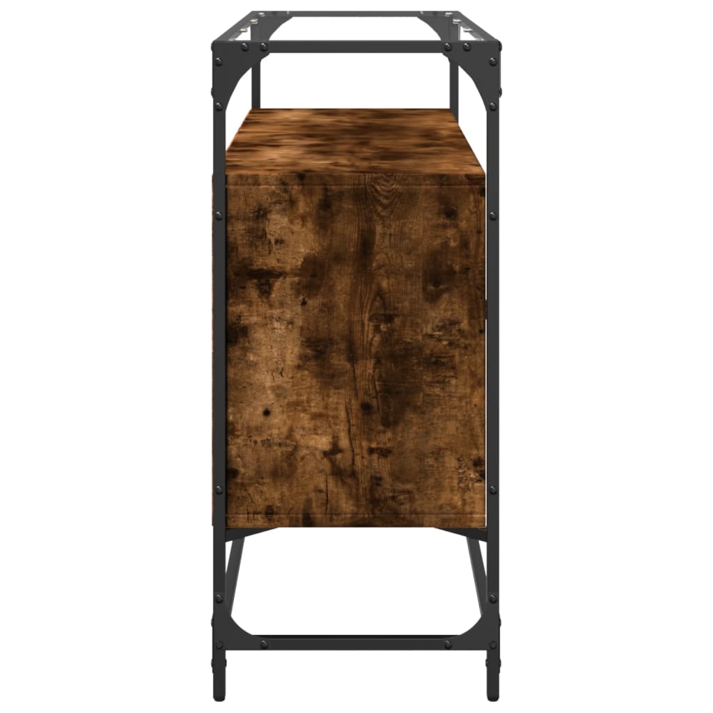 vidaXL Βοηθητικό Έπιπλο Γυάλ Επιφάνεια Καπνιστή Δρυς 98x35x81 Επ Ξύλο