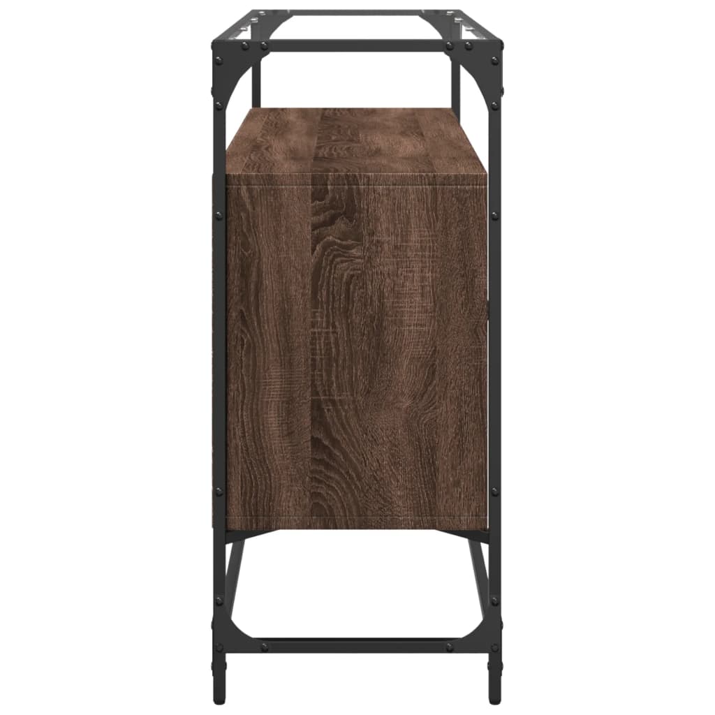 vidaXL Βοηθητικό Έπιπλο Γυάλ Επιφάνεια Καφέ Δρυς 98x35x81 εκ. Επ Ξύλο