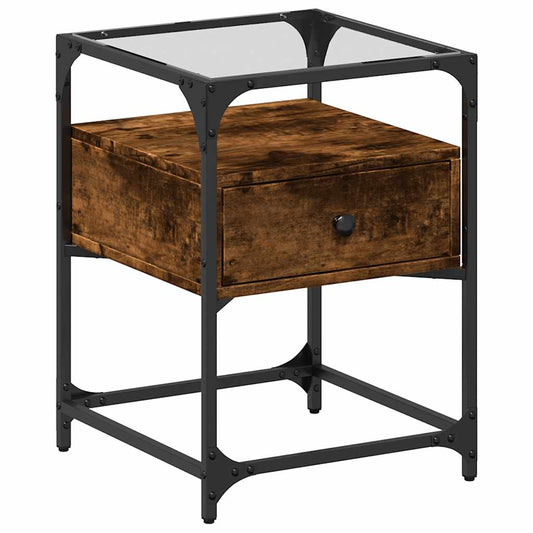 vidaXL Κομοδίνο Καπνιστή Δρυς 40x40x55 εκ. από Επεξεργασμένο Ξύλο