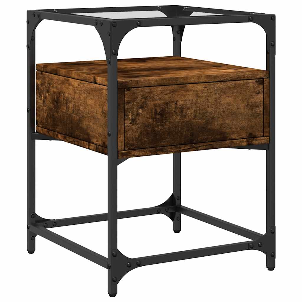 vidaXL Κομοδίνα 2 τεμ. Καπνιστή Δρυς 40x40x55 εκ. Επεξεργ. Ξύλο