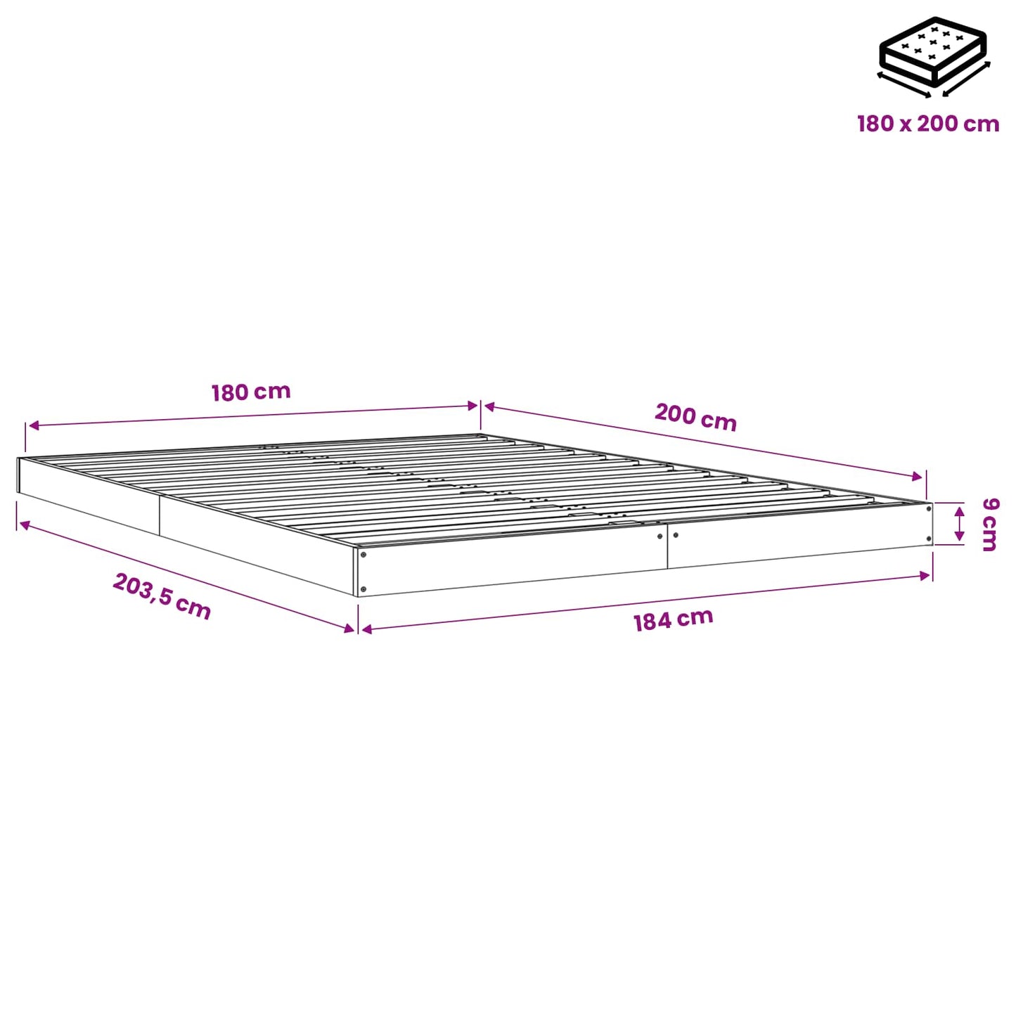 vidaXL Πλαίσιο Κρεβατιού 180x200 εκ. Μασίφ Ξύλο Πεύκου