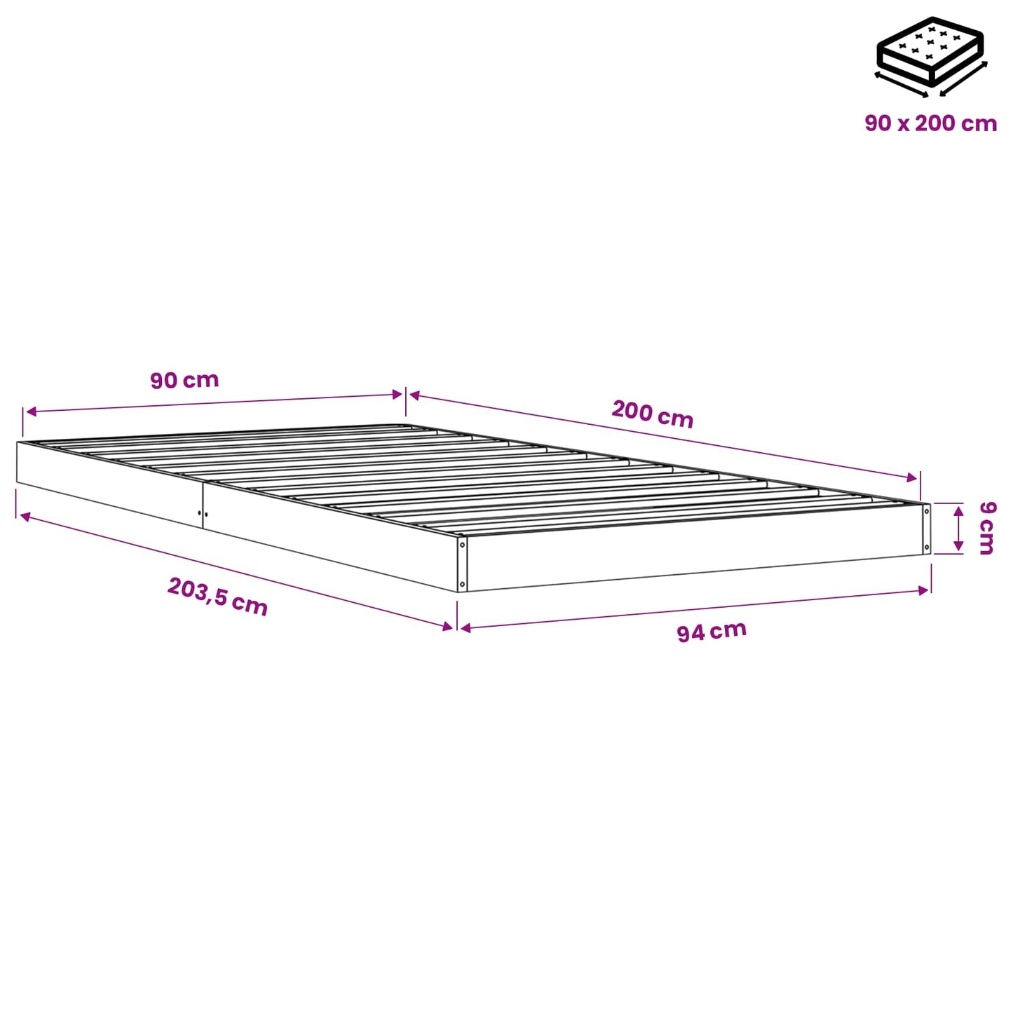 vidaXL Πλαίσιο Κρεβατιού Καφέ Κεριού 90x200 εκ. από Μασίφ Ξύλο Πεύκου