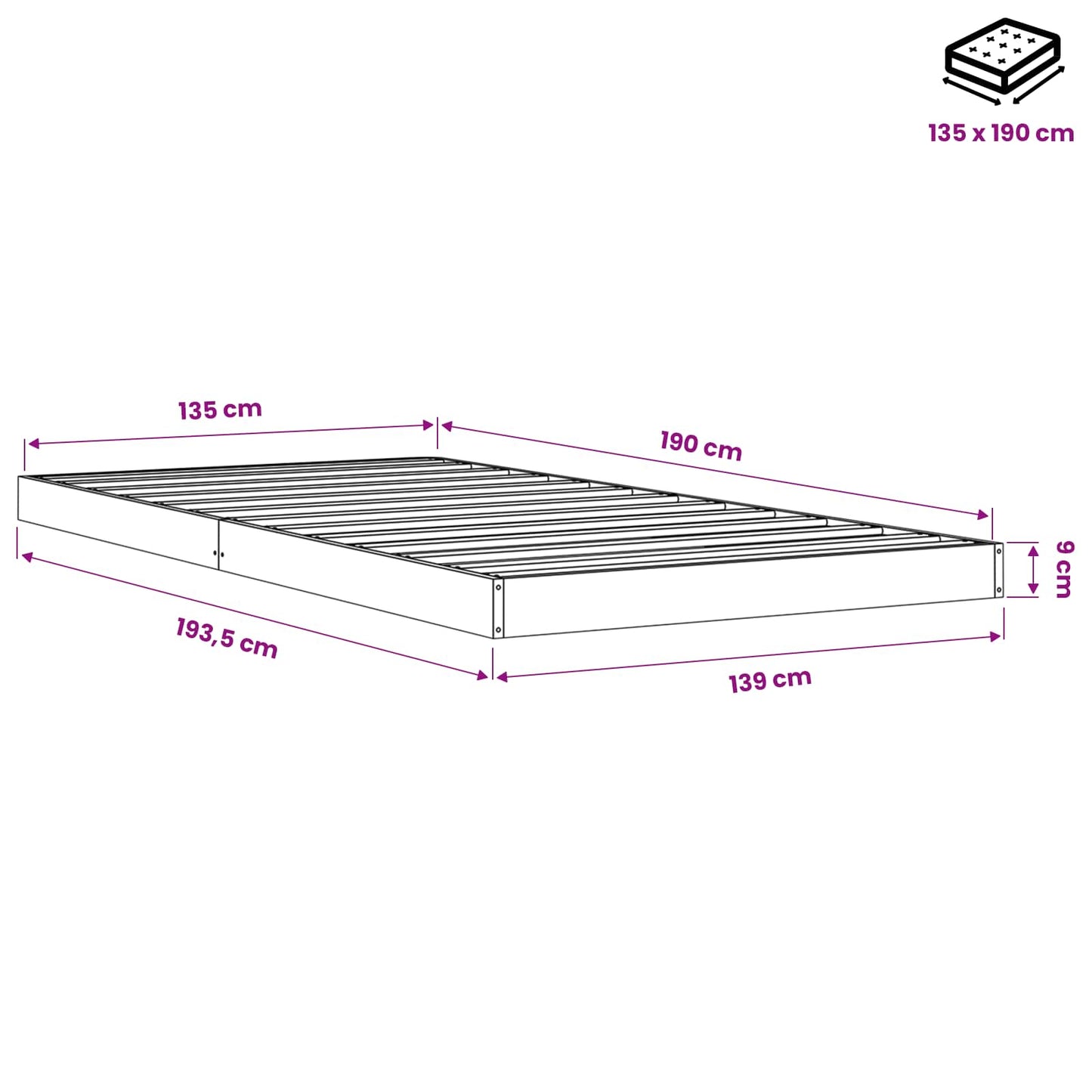 vidaXL Πλαίσιο Κρεβατιού Καφέ Κεριού 135x190 εκ. από Μασίφ Ξύλο Πεύκου