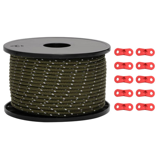 vidaXL Σχοινί με Εντατήρες Σκηνής με Ανακλ. Ταινίες/Κλειδιά 50 μ 5 χιλ