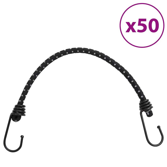 vidaXL Κορδόνια Ελαστικά Bungee με Γάντζο/Ανακλ. Ταινίες 50 τεμ 38 εκ.