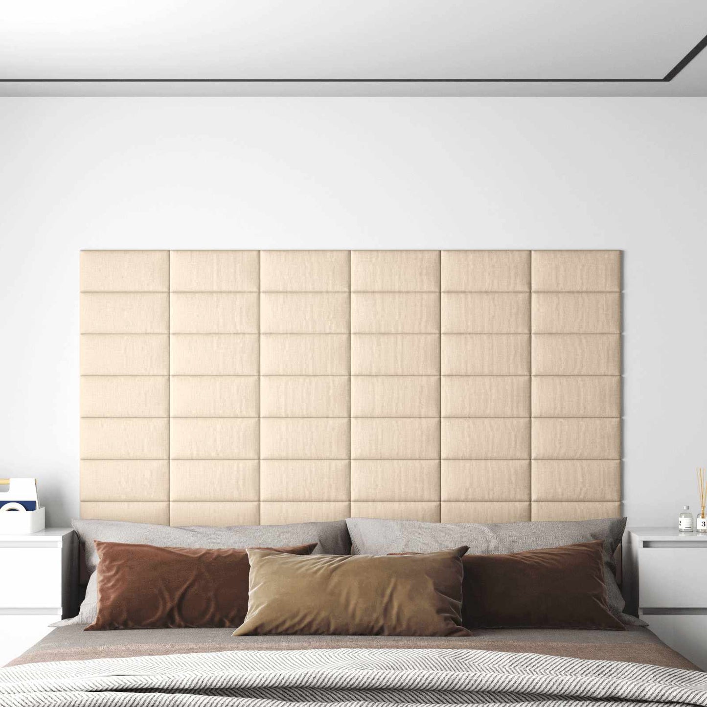 vidaXL Κεφαλάρι Τοίχου 12 pcs 30 x 15 cm Κρεμ ύφασμα