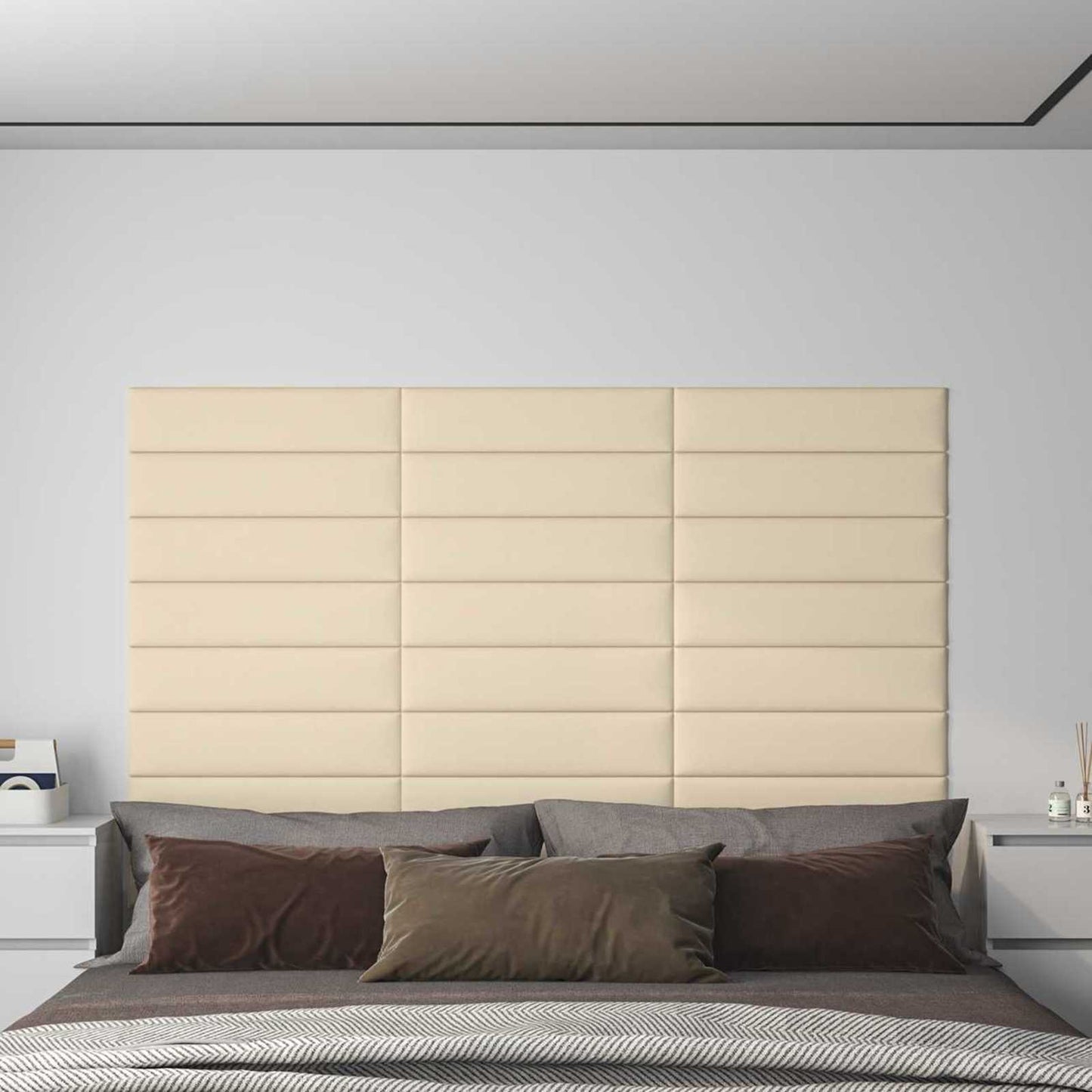 vidaXL Κεφαλάρι Τοίχου 12 pcs Κρεμ 60 x 15 cm ύφασμα