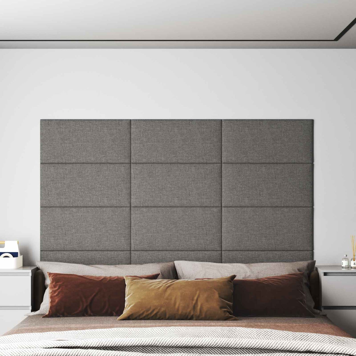 vidaXL Κεφαλάρι Τοίχου 12 pcs Ανοιχτό γκρι 60 x 30 cm ύφασμα