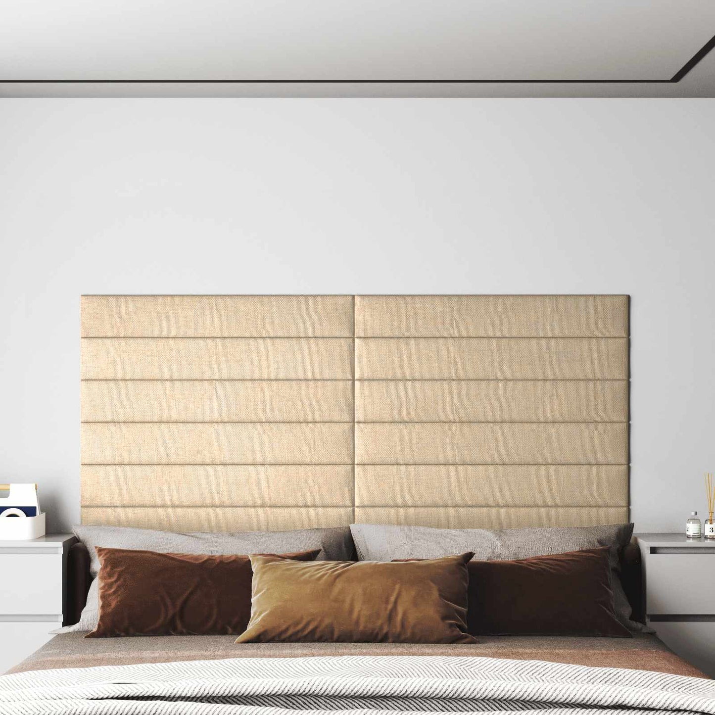 vidaXL Κεφαλάρι Τοίχου 12 pcs Κρεμ 90 x 15 cm ύφασμα