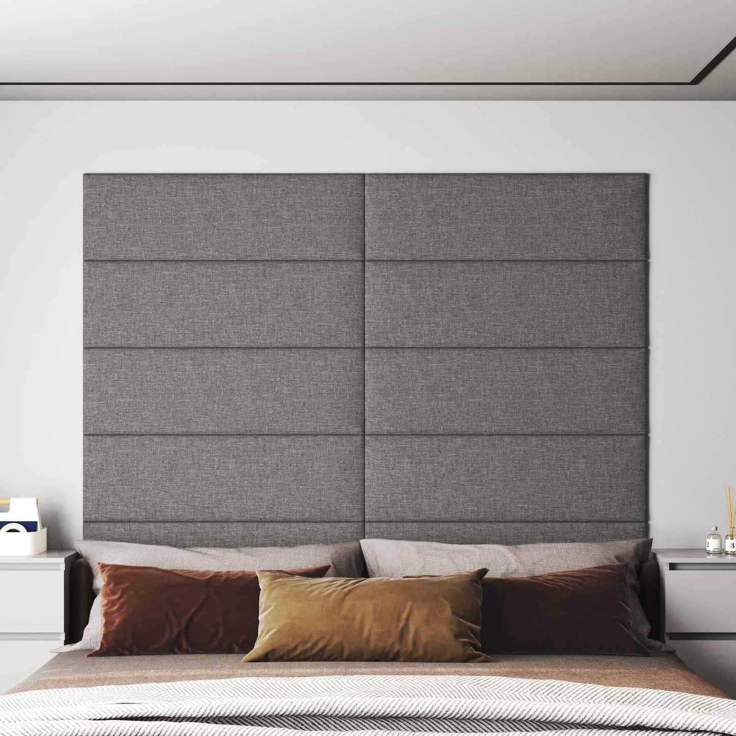 vidaXL Κεφαλάρι Τοίχου 12 pcs Ανοιχτό γκρι 90 x 30 cm ύφασμα