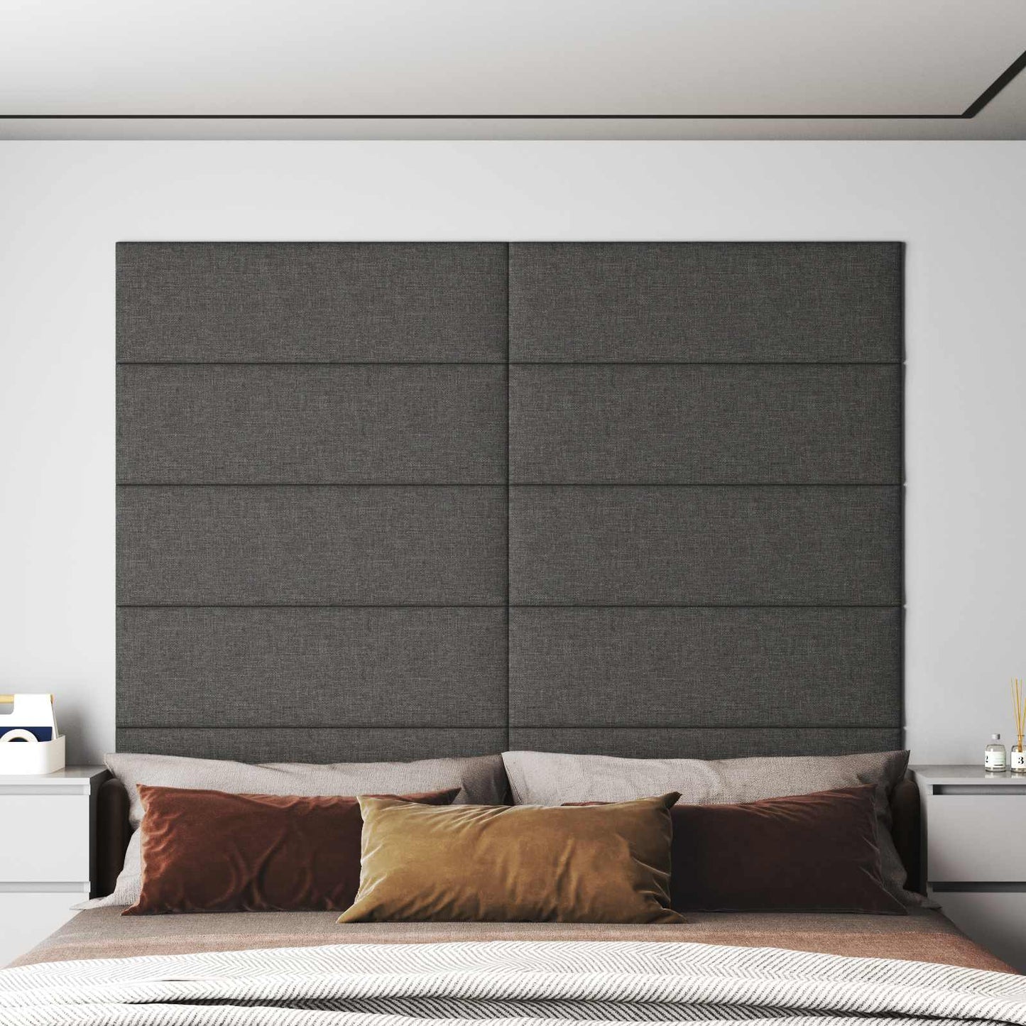 vidaXL Κεφαλάρι Τοίχου 12 pcs Σκούρο Γκρι 90 x 30 cm ύφασμα