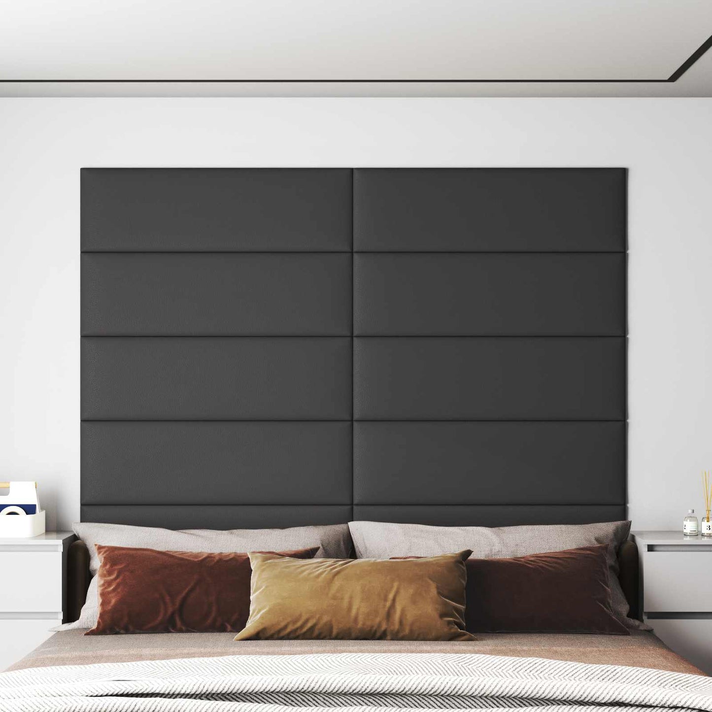 vidaXL Κεφαλάρι Τοίχου 12 pcs Γκρι 90 x 30 cm ύφασμα