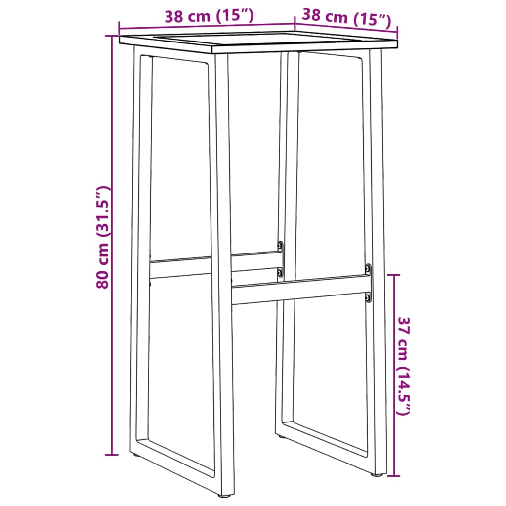 vidaXL Σκαμπό Μπαρ 2Τεμ. Μαύρα 38x38x80 εκ. Ατσάλι με Ηλ. Βαφή Πούδρας