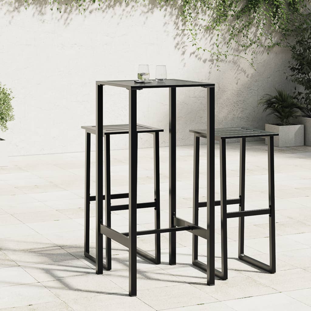 vidaXL Τραπέζι Μπαρ Μαύρο 50x50x110 εκ. από Ατσάλι με Ηλ. Βαφή Πούδρας
