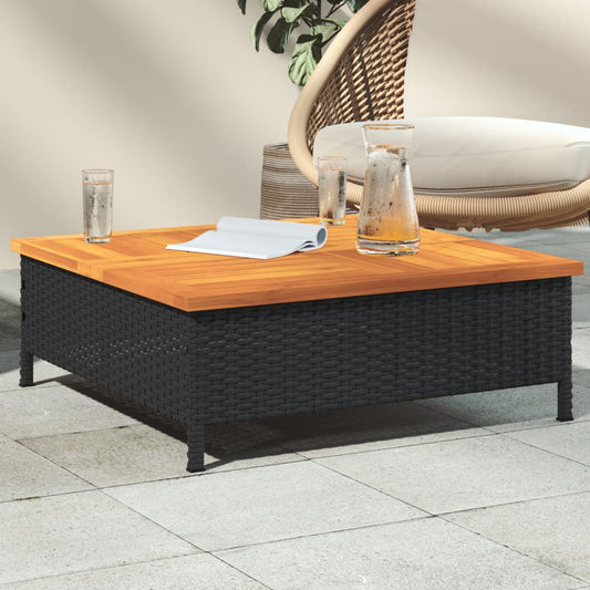 vidaXL Τραπέζι Κήπου Μαύρο 70x70x25 εκ. από Ρατάν και Ξύλο Ακακίας
