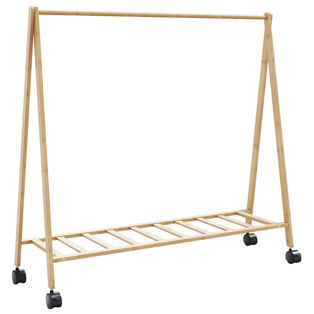 vidaXL Ράφι ρούχων με ράφια και ρόδες 106x34x106,5 cm Μπαμπού