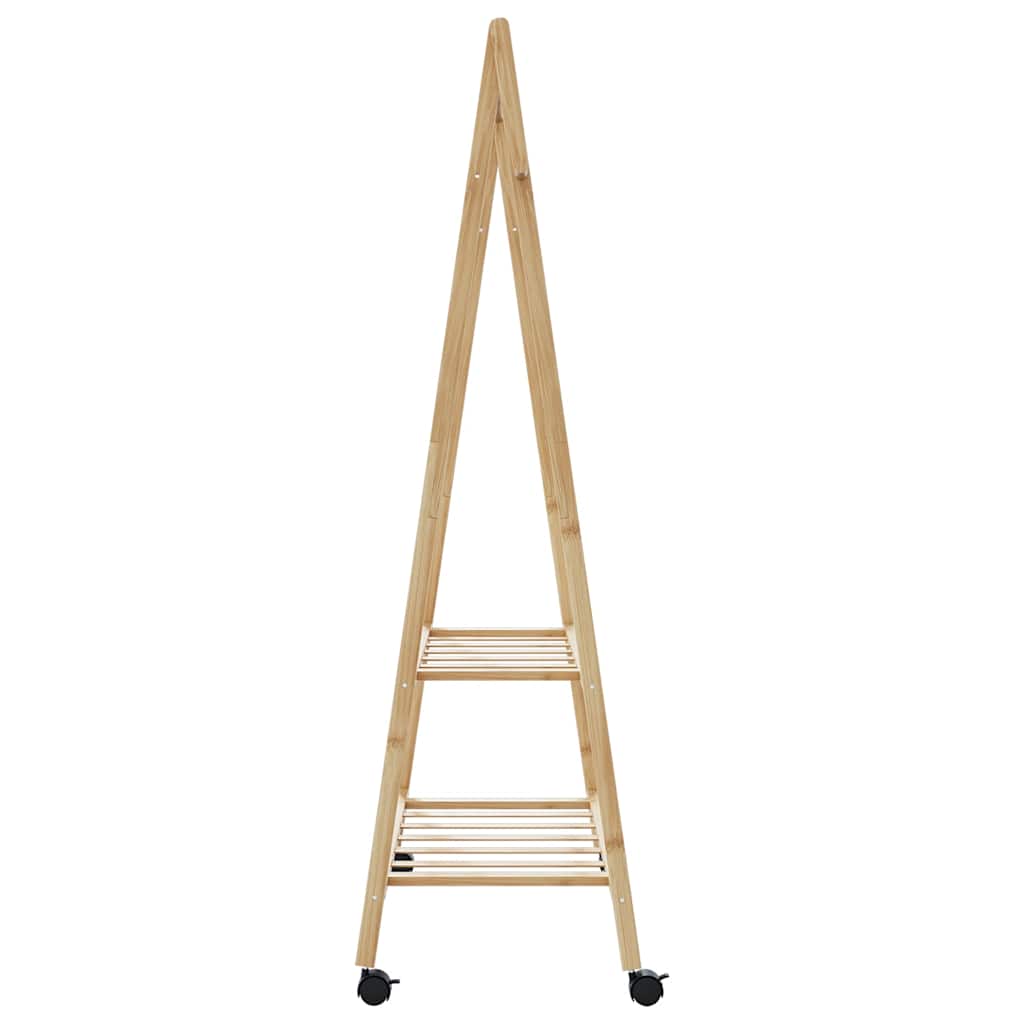 vidaXL Ράφι ρούχων με ράφια και ρόδες 96x45,5x155,5 cm Μπαμπού