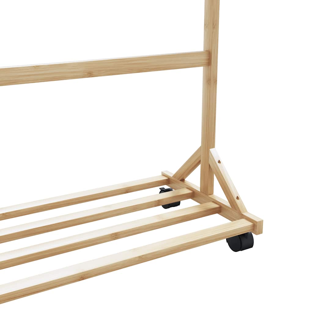 vidaXL Ράφι Ρούχων με Γάντζους και Ρόδες 100x35x157 εκ. από Μπαμπού