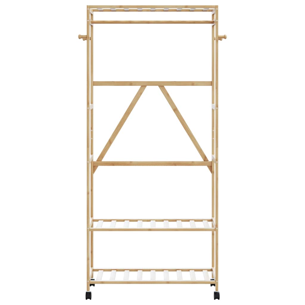vidaXL Ράφι Ρούχων με Ράφια και Ρόδες 90x40x179,5 εκ. από Μπαμπού