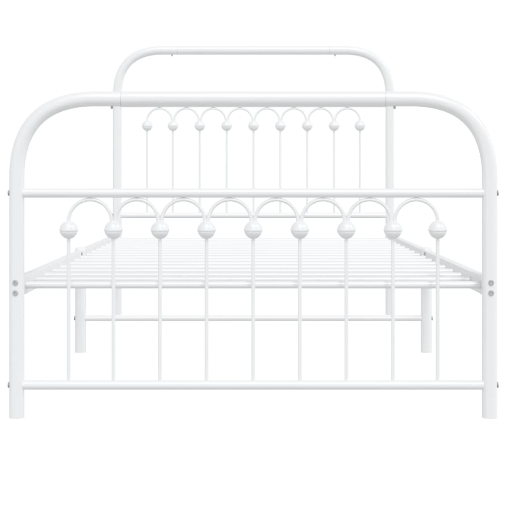 vidaXL Πλαίσιο Κρεβατιού με Κεφαλάρι&Ποδαρικό Λευκό 100x190εκ. Μέταλλο