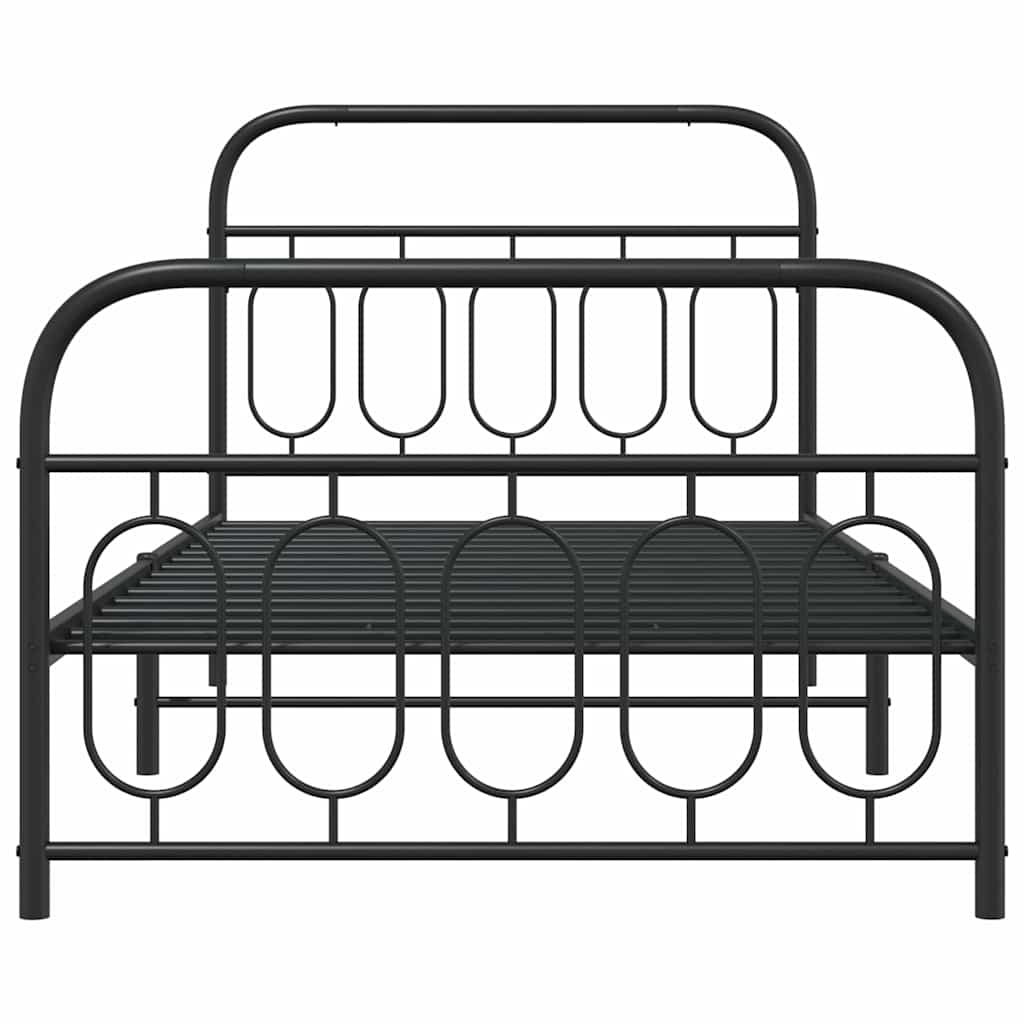 vidaXL Πλαίσιο Κρεβατιού με Κεφαλάρι&Ποδαρικό Μαύρο 100x190εκ. Μέταλλο