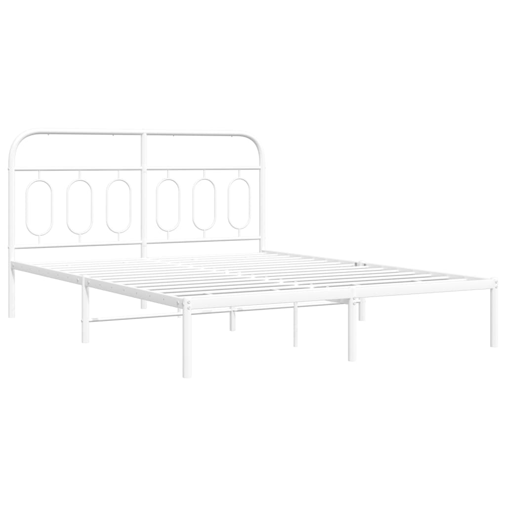 vidaXL Πλαίσιο Κρεβατιού με Κεφαλάρι Λευκό 140x190 εκ. Μεταλλικό