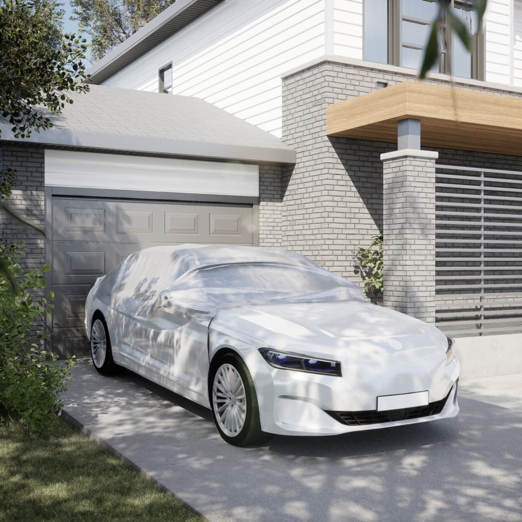 vidaXL Ημικουκούλα Αυτοκινήτου με Γάντζους Ασημί L PEVA