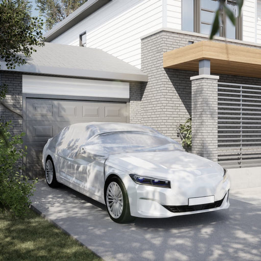 vidaXL Ημικουκούλα Αυτοκινήτου με Γάντζους Ασημί L PEVA