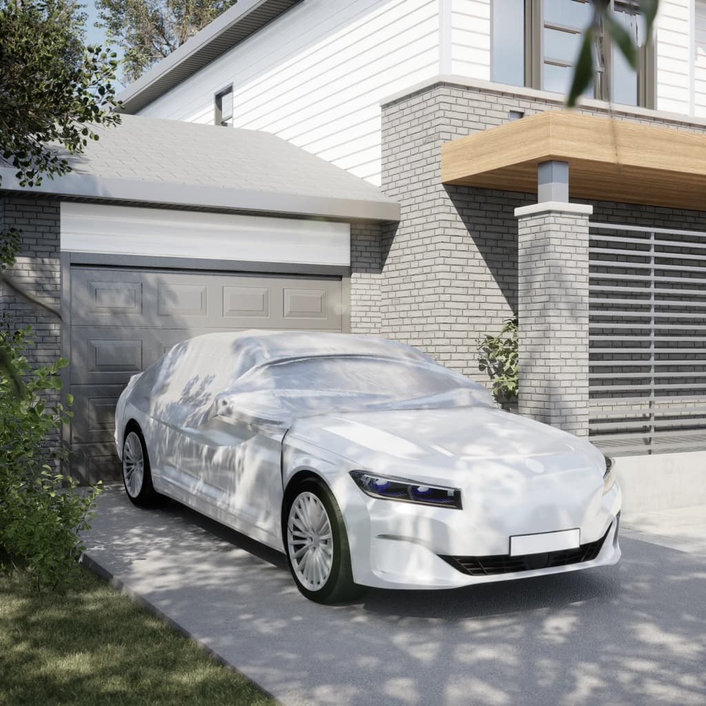 vidaXL Ημικουκούλα Αυτοκινήτου με Γάντζους Ασημί XL PEVA