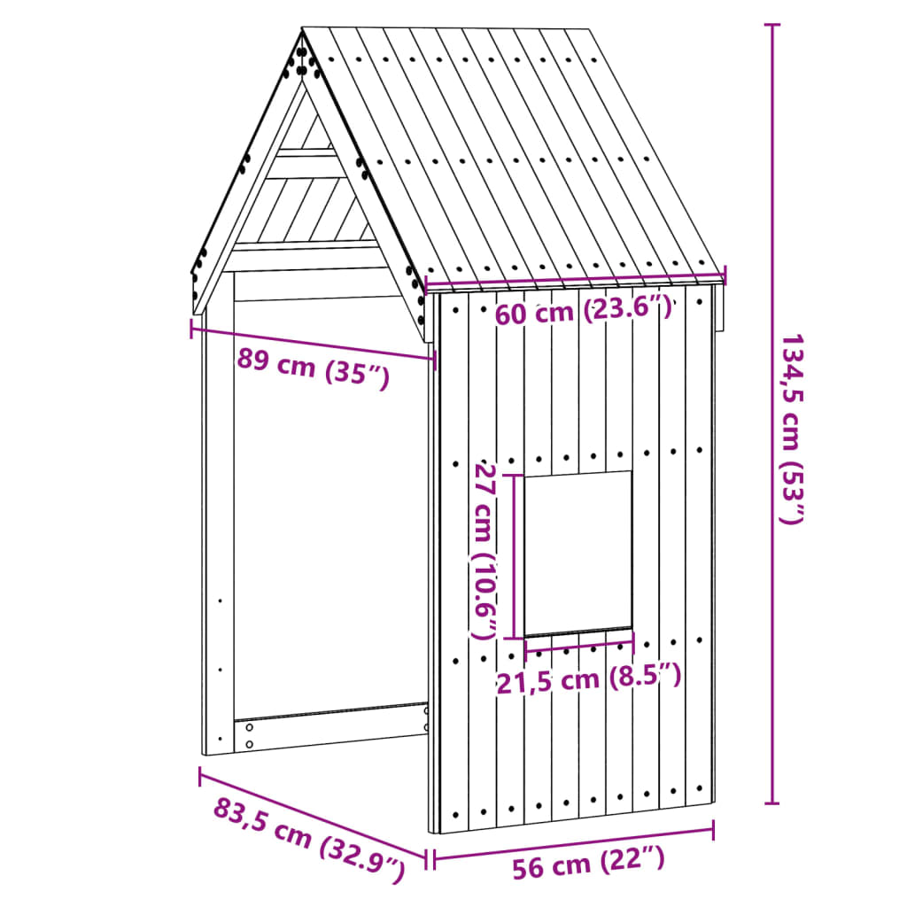 vidaXL Οροφή Κρεβατιού Παιδική 60x89x134,5 εκ. από Μασίφ Ξύλο Πεύκου